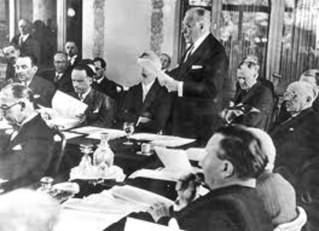 Representatives from thirty-two countries meet at Evian, France, to discuss refugee policies. Most of the countries refuse to let in more Jewish refugees.
