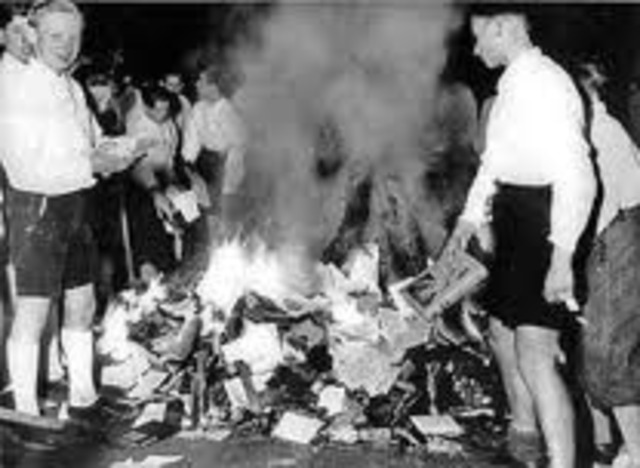 Books by Jews and opponents of Nazism are burned publicly.
