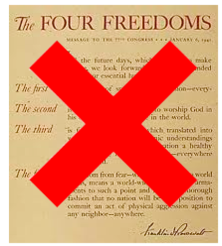 The German government takes away freedom of speech, assembly, press, and freedom from invasion of privacy and from house search without warrant.