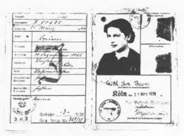 The German government announces Jews must carry identification cards.
