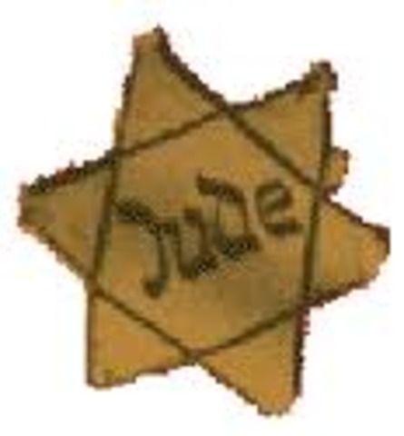 Germans force Jews in Poland to wear a yellow Star of David on their chests or a blue-and-white Star of David armband.