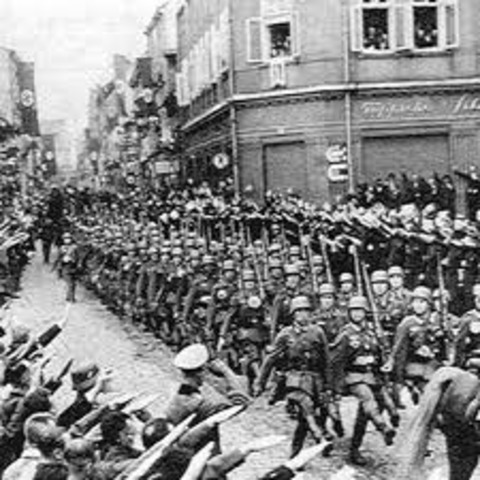 Hitler's army invades.