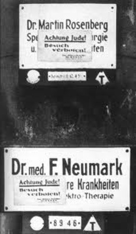 Jewish doctors are no longer permitted to practice in government institutions in Germany.