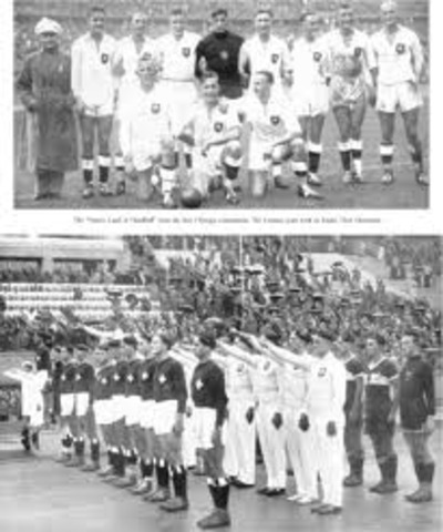 The Olympic Games take place in Berlin. Anti-Jewish signs (i.e., "Jews Not Welcome") are removed until the Games are completed.