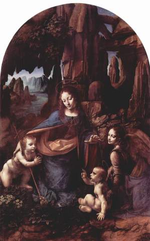 Leonardo paints the Virgin of the Rocks.