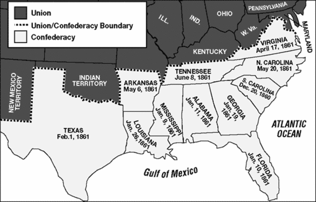 Seven Southern States leave the Union