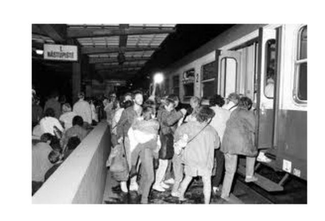 East German Citizens Leave for The West.