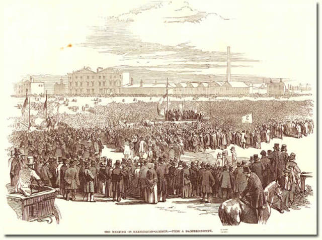 Chartism, a  working-class movement for  male voting and  other rights
