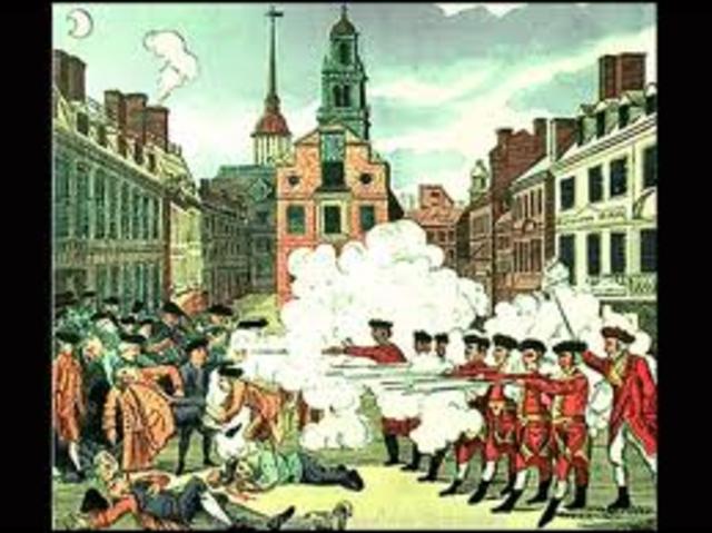 British troops kill five dock workers in Boston Massacre