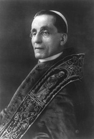 Pope Benedict XV declares neutrality during World War I.
