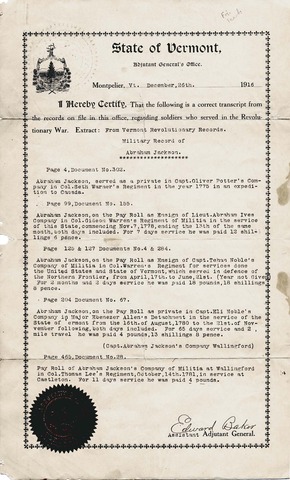 Jackson enlist in the revolutionary Army