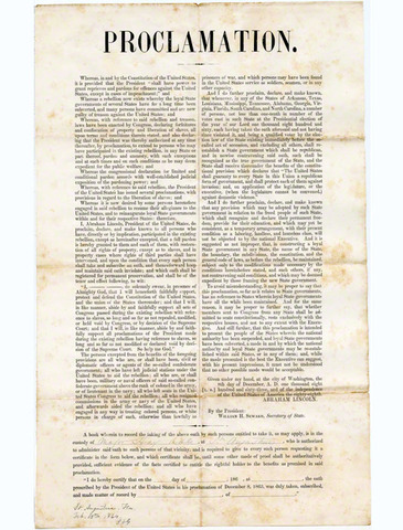 abraham lincoln announces plan for reconstruction