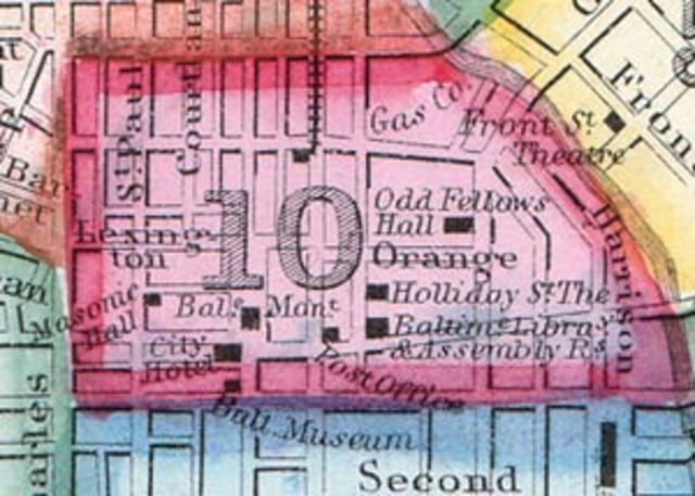 Manufactured natural gas was first brought to the United States, used to light the streets of Baltimore, Maryland. This manufactured gas was less efficient, and less environmentally friendly than modern natural gas from underground.