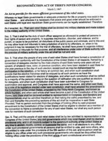 Reconstruction Acts Enacted