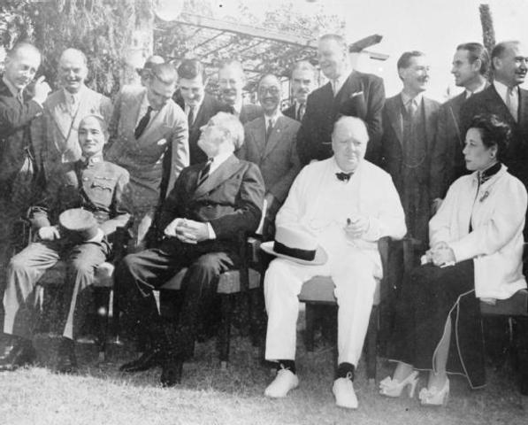 Roosevelt, Churchill, & Chiang Kai Shek meet at the Cairo Conference