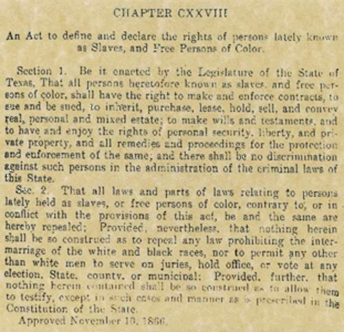 Black Codes Created in Mississippi