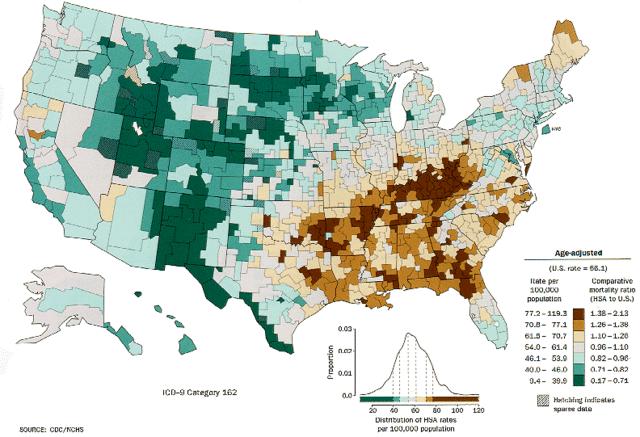 Deaths from lung cancer
