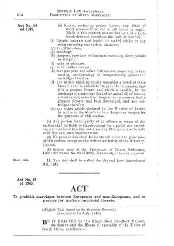 Prohibition of Mixed Marriages Act