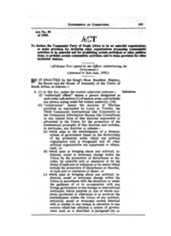 The Sippression of Communism Act