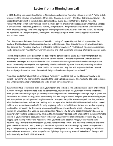 Birmingham  Alabama (Jail Letter)