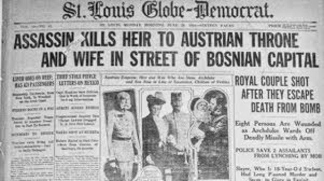 Archduke Ferdinand and his wife are assassinated
