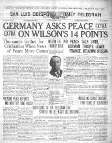 President Wilson draws a series of proposals (Fourteen Points)