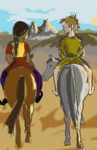 Bree, Shasta, Aravis, and Hwin travel across the huge desert