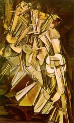 Marcel Duchamp paints Nude Descending a Staircase