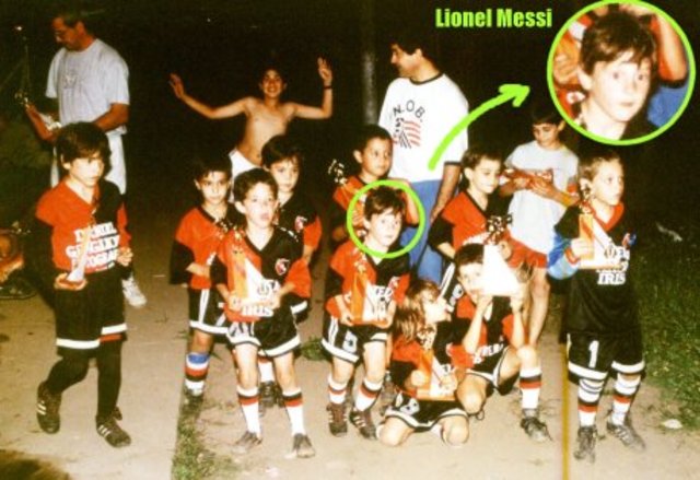 Lionel Messi plays football for first time.
