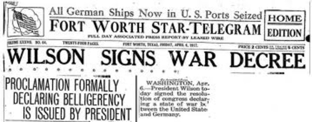 The United States declares war on Germany