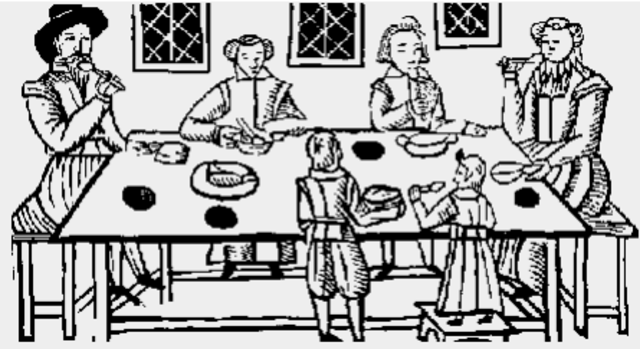 Familia isabelina en una cena