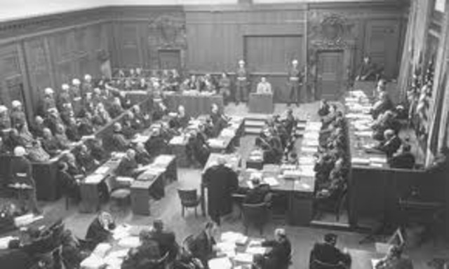 The war crimes tribunal is convened at Nuremberg, Germany.