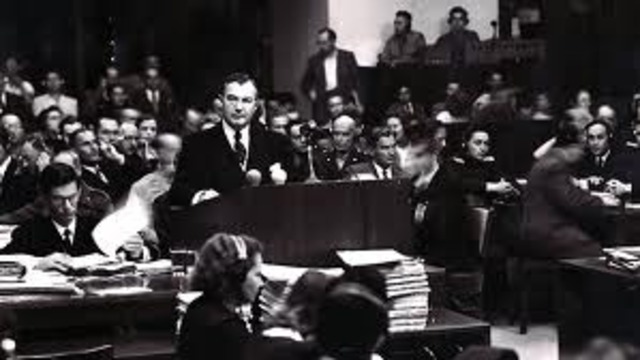 The war crimes tribunal is convened at Nuremberg, Germany.