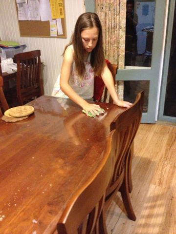 Wipe down the table. 8:00pm