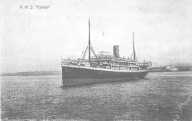 First passenger ship sunk by Germans (British S.S. Falaba)