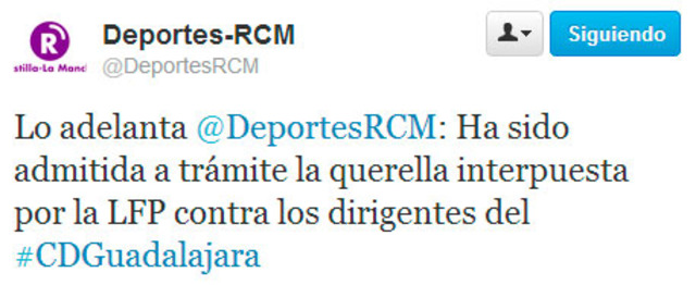 La querella se admite a trámite