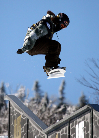 learning to snowboard.