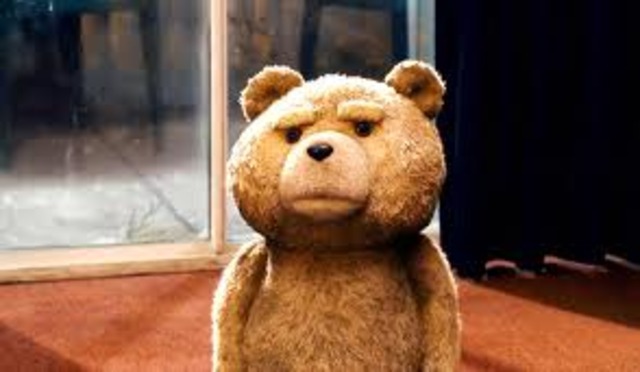 J`ai vu le film Ted onze fois parce que Ted es hilarant.