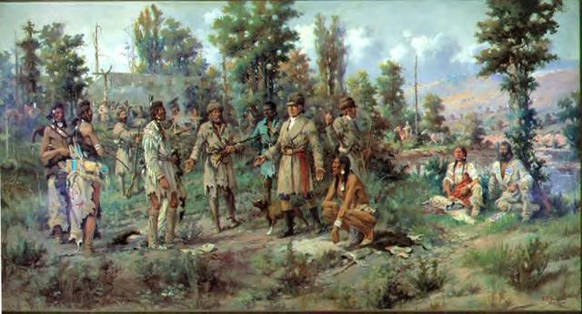 Shoshone Tribe meeting and trading