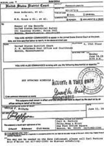 Hiram gets a subpoena.