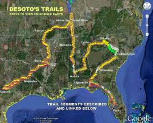 Hernando De Soto explores Florida and Mississippi