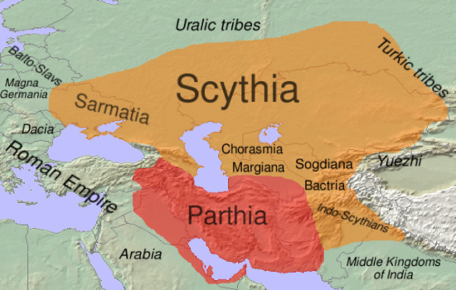 The Scythians dominate most of Central Asia