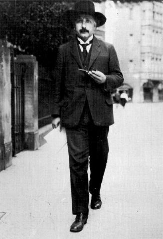 Einstein out walking.