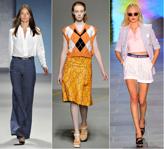 the preppy look and mini skirts and designer jeans