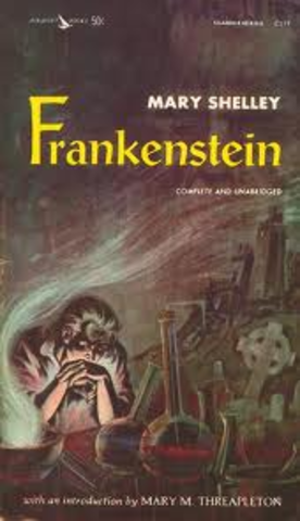 Mary Shelley, daughter of Mary Wollstonecraft publishes Frankenstein
