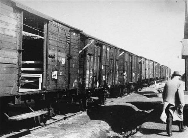 Approximately ten thousand Jews, who had arrived in the Lódz ghetto some six months earlier from Germany, Luxembourg, Vienna, and Prague, are deported to Chelmno. Their baggage is confiscated before they board the train.