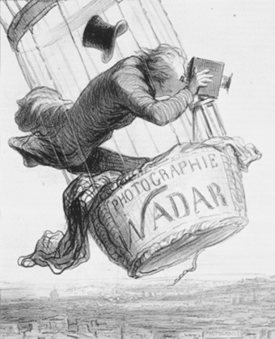 Nadar takes the first aerial photograph from a balloon over Paris.