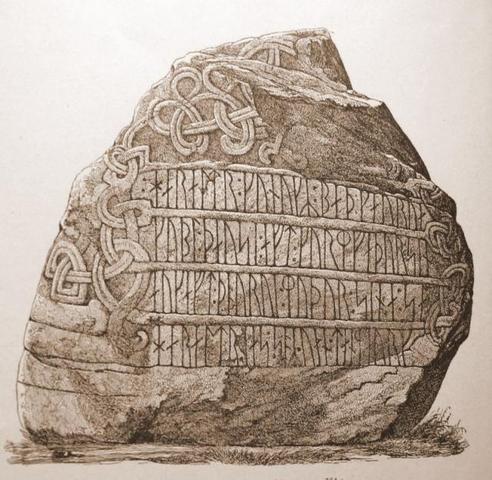 Harald Blåtand rejser Jellingestenen