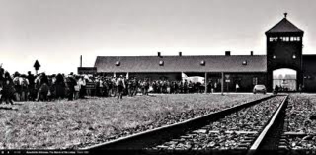 Nazi "extermination" camps located in occupied Poland at Auschwitz, Birkenau, Treblinka, Sobibor, Belzec, and Majdanek-Lublin begins mass murder of Jews in gas chambers.