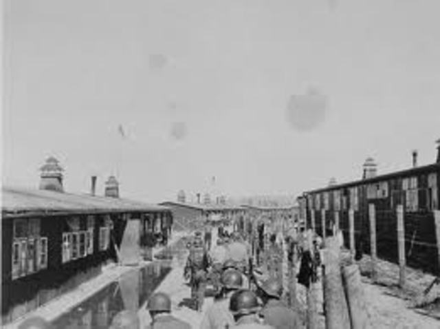 Troops from the United States liberate survivors from the Buchenwald and Dachau concentration camps.